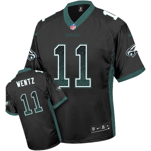 Men's Elite Carson Wentz Nike Jersey Black - #11 Drift Fashion NFL Philadelphia Eagles